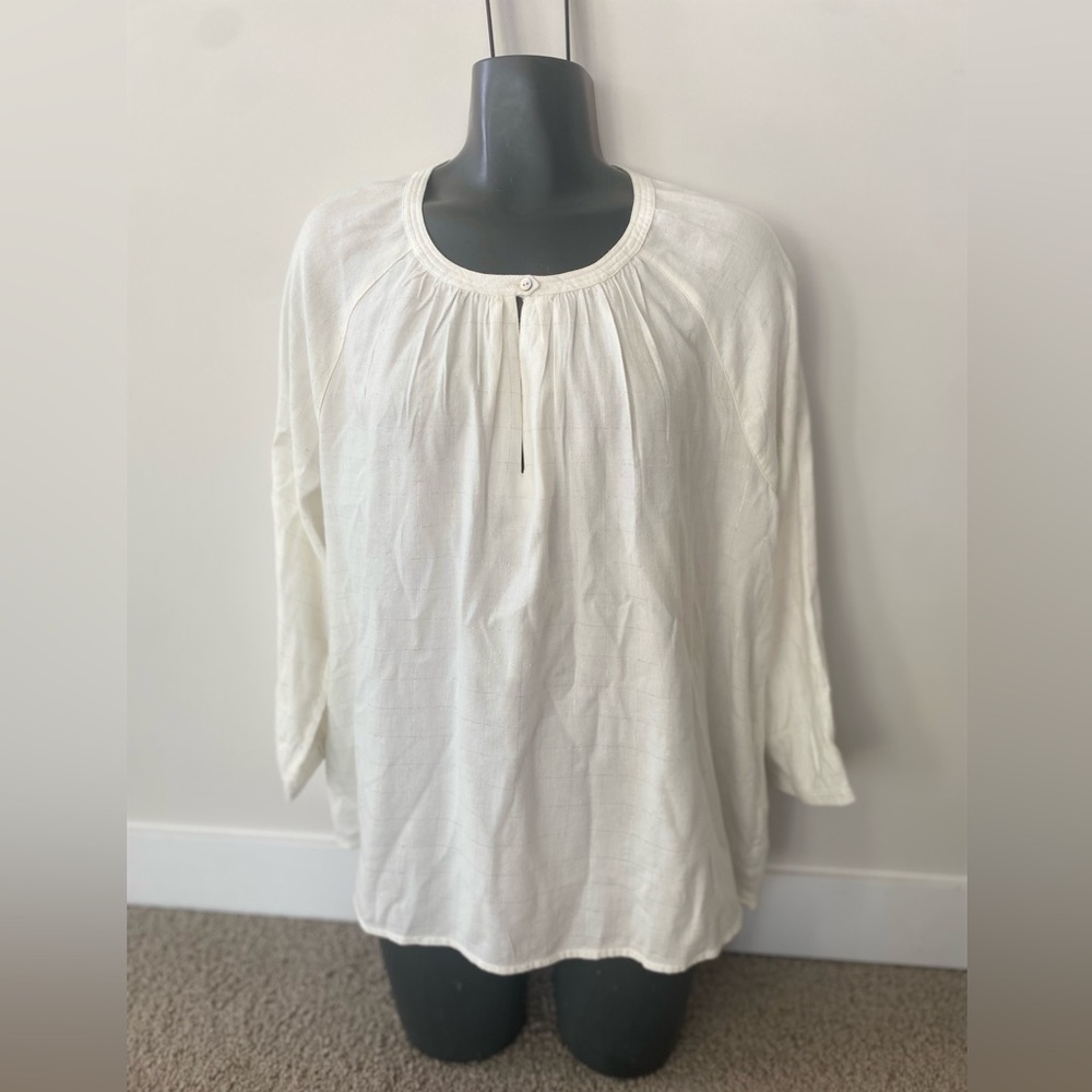 Fat Face/ Elegant White Women's L blouse with silver 🧵 brand new/ British design